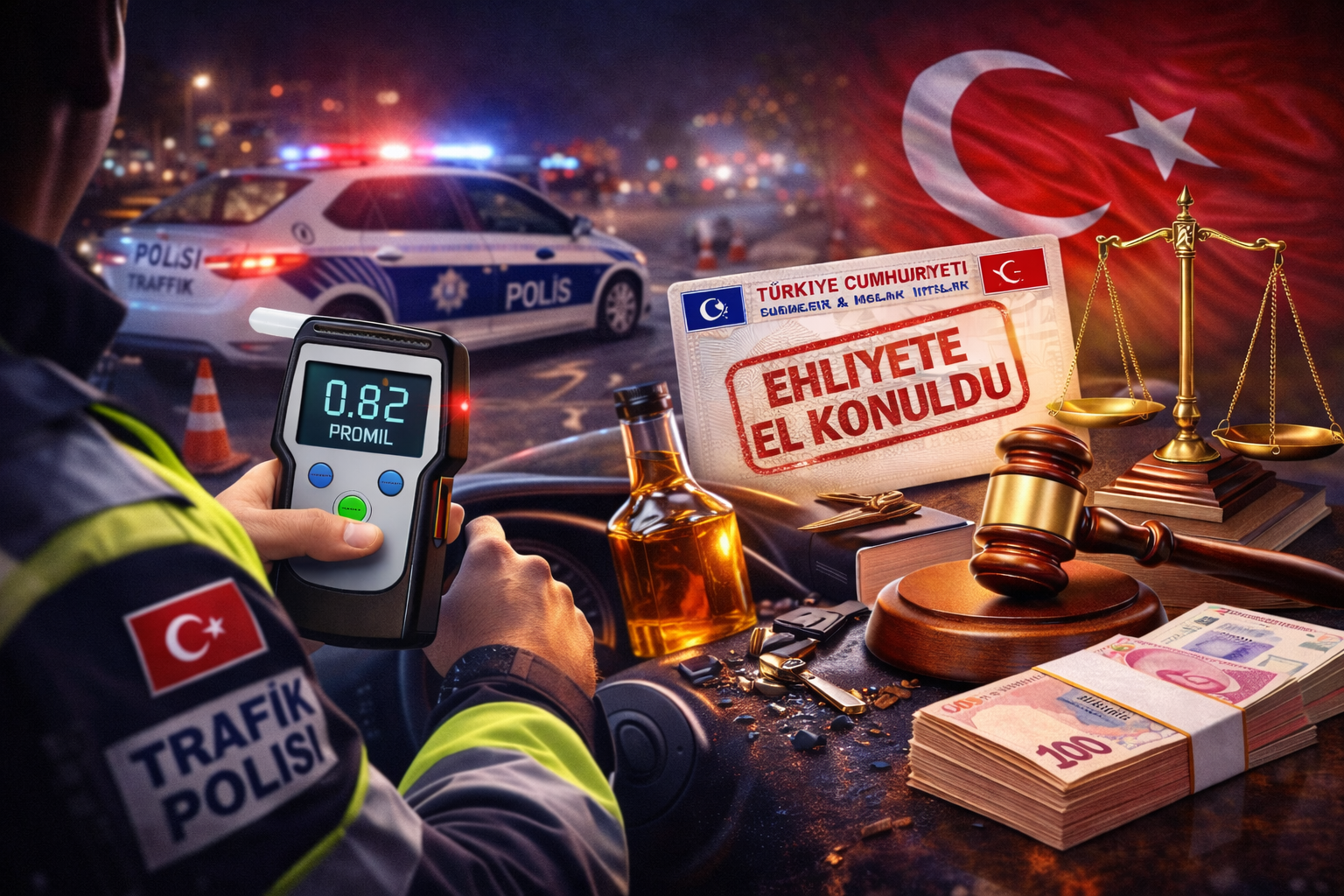 Alkollü Araç Kullanma Cezası 2026: Promil Sınırı, Ehliyete El Konulması, İtiraz Yolları ve Tüm Hukuki Süreç